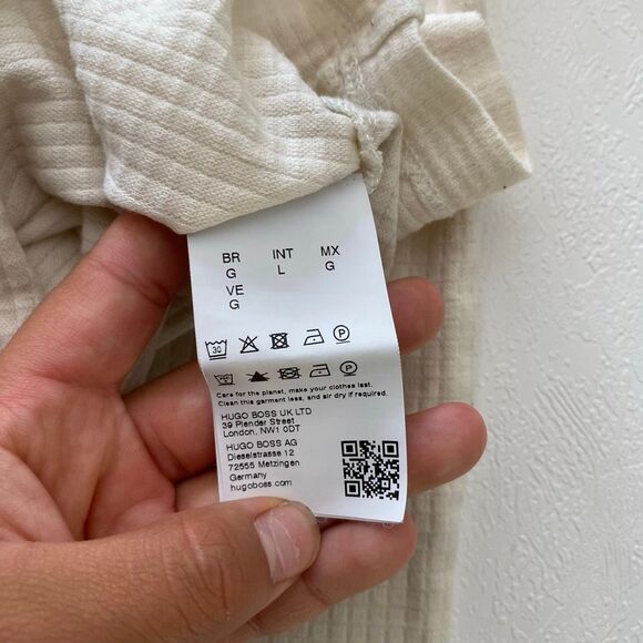 BOSS Hugo Boss Slim Fit Beige Mercersied Polo Shirt Size Large - Picture 6 of 7